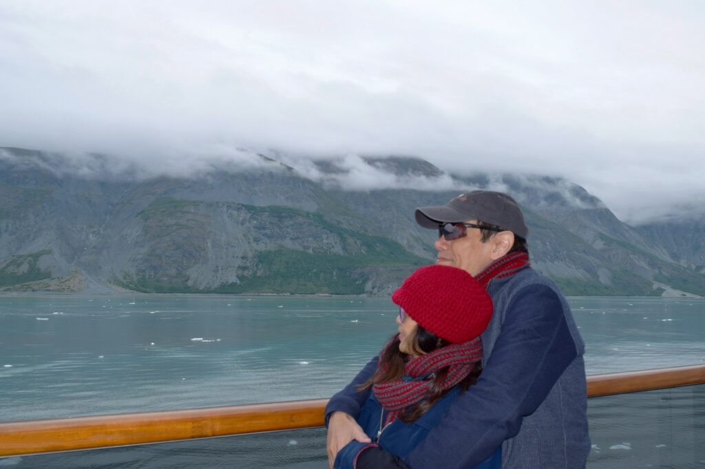 A couple enjoying a cruise in Alaska.