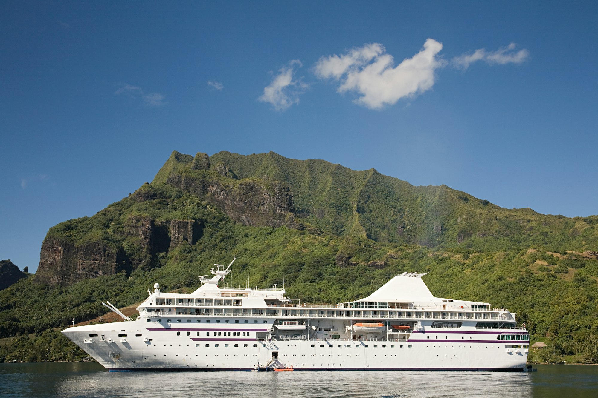 A cruise ship in moorea harbour